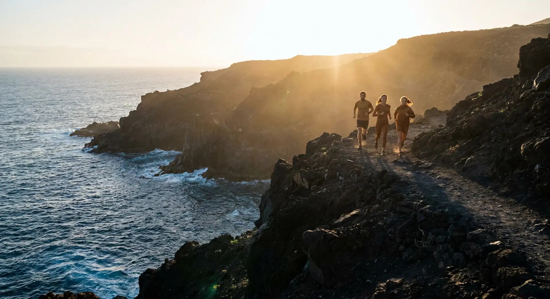Running club members on a coastal route in Costa Adeje